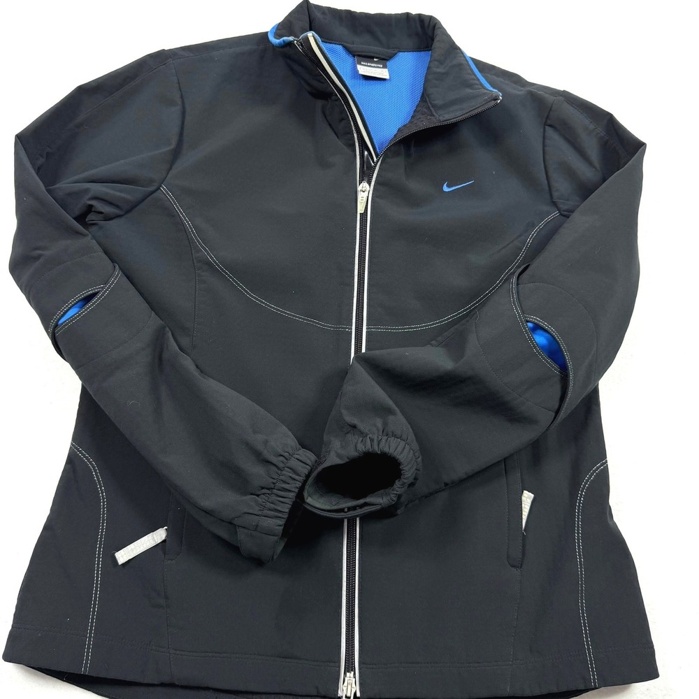 Nike Sphere Pro Womens Running Jacket Black Blue Full Zip Athletic Medium 8-10
